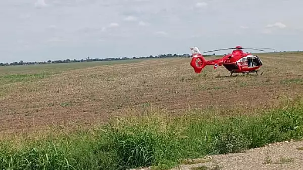 Accident de munca pe santierul unui pod din Prahova - Un barbat a fost strivit de un utilaj si a fost luat cu un elicopter SMURD