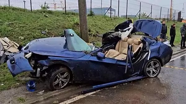 Accident grav langa Santierul Damen, de la Mangalia. Sofer de BMW cu mana amputata, dupa ce a pierdut controlul masinii si s-a rasturnat de mai multe ori - VIDE