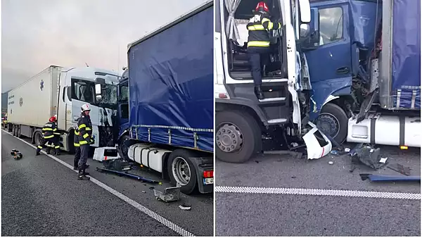 Accident grav pe DN1. Doua TIR-uri s-au ciocnit - VIDEO