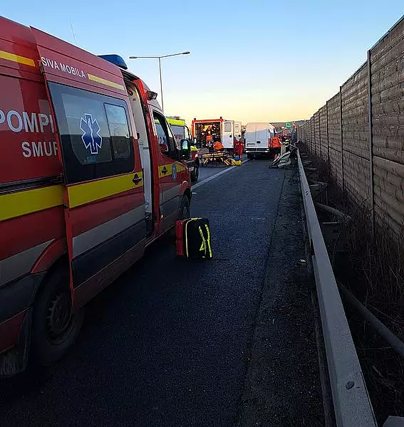 Accidente in lant pe A1, in zona Vestem-Sibiu, cu victime. Elicopter SMURD in ajutor VIDEO