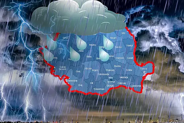 ANM a emis cod galben de vijelii. Ploi torentiale si furtuni in urmatoarele zile in Romania. Zonele afectate