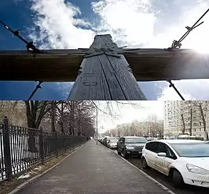 Aparitie stranie pe o sosea din Rusia. Soferii s-au inchinat cand au vazut crucea imensa de lemn