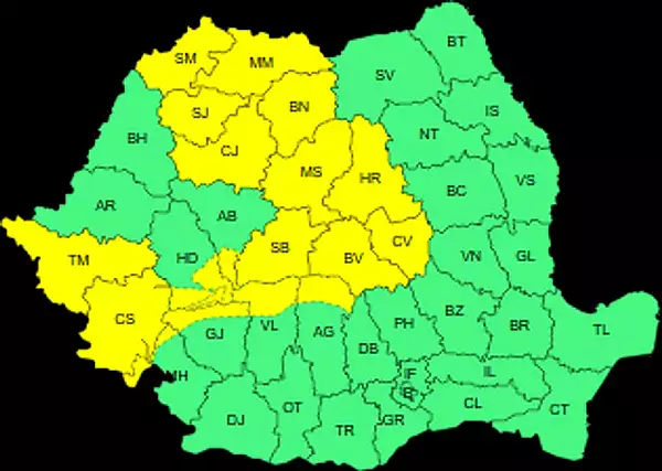 Cod galben de intensificari ale vantului in multe judete din tara | HARTA