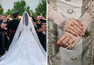 Cum arata rochia de mireasa pe care a purtat-o Rajwa Al-Saif la nunta regala. Sotia printului mostenitor Hussein al Iordaniei este atenta la detalii / FOTO