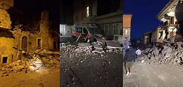 Cutremur in Italia. Bilant neoficial: Cel putin 13 morti, cladiri prabusite, oameni prinsi sub daramaturi