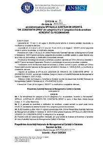 DECIZIE – Spitalul Judetean de Urgenta ,,Dr. Constantin Opris" din Baia Mare a fost incadrat in categoria a II-a de acreditare, de la categoria a V-a detinuta a