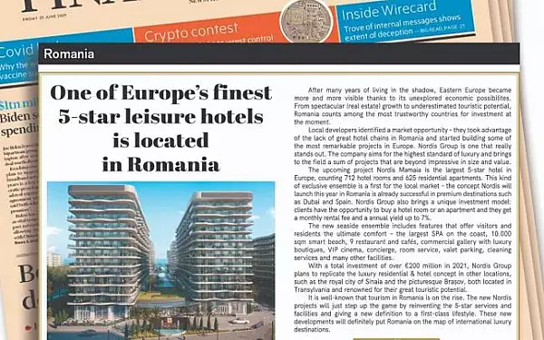 Financial Times scrie despre un ansamblu rezidential romanesc pe care il considera cel mai mare hotel leisure din Europa