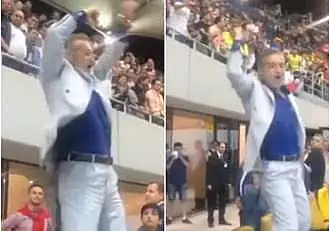 Gigi Becali, dans uimitor pe Arena Nationala. Latifundiarul a nu si-a putut stapani entuziasmul si s-a urcat pe scaune / VIDEO