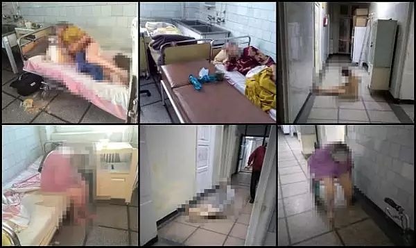 Imagini cutremuratoare din Spitalul Judetean Resita: pacienti dezbracati intinsi pe holuri si mizerie de nedescris