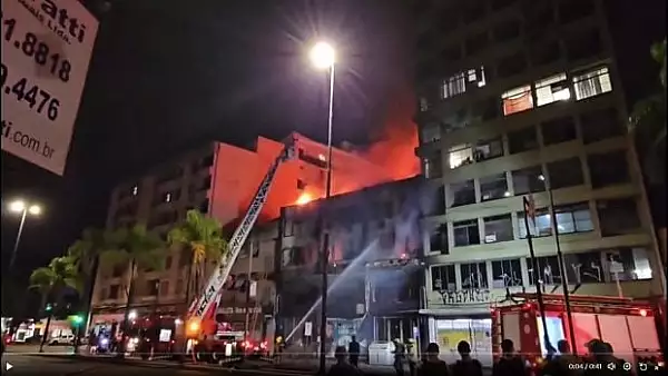 Incendiu la un hotel in sudul Braziliei: cel putin zece morti. In cladire locuiau ,,ilegal" oameni fara adapost