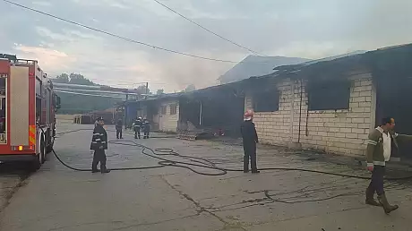 Incendiu puternic la o fabrica de cherestea din Valcea