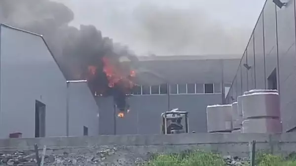 Incendiu violent, la fabrica de hartie din Dej - Mai multe persoane au suferit intoxicatii cu fum