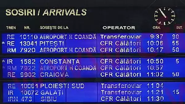 Intarzieri MAJORE ale trenurilor intre Gara de Nord si Aeroport Otopeni. Intarzieri de aproape 2 ore, din cauza unui macaz defect