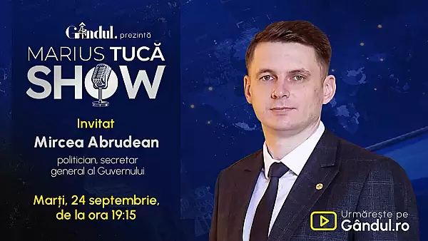 Marius Tuca Show incepe marti, 24 septembrie, de la ora 19.15, live pe Gandul. Invitat: Mircea Abrudean