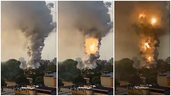 Momentul dramatic in care un depozit de artificii se aprinde si flacarile provoaca explozii uriase, intr-un oras din India. VIDEO