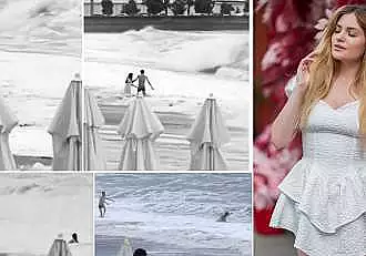 Momentul in care Diana a fost inghitita de valuri, surprins in imagini! Iubitul ei a incercat pana in ultima clipa sa o salveze / FOTO