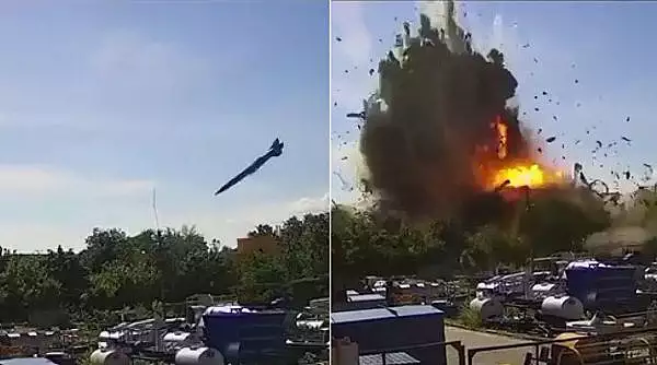 Momentul in care mall-ul din Ucraina este lovit de racheta armatei ruse
