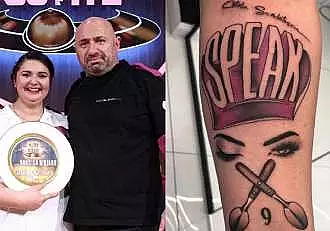 Narcisa Birjaru, tatuaj in cinstea lui Speak si a lui Catalin Scarlatescu, dupa ce a castigat Chefi la cutite: ,,Cuvantul e cuvant" / FOTO