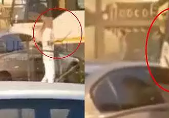 Noi imagini cu atacul socant din traficul din Bucuresti. Partenera barbatului violent a iesit din masina cu o maceta in mana, dar a renuntat la ea / VIDEO