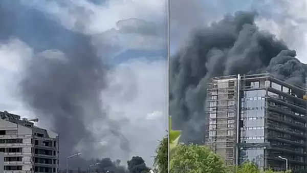 Nor urias de fum in nordul Capitalei, unde a luat foc izolatia unei cladiri inalte aflate in constructie. Mesaj Ro-ALERT