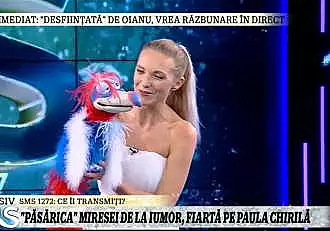 Numar spectaculos de ventrilocie la Xtra Night Show! Crina Zvoboda a venit cu ,,Pasaroiul" la televizor sa faca atmosfera
