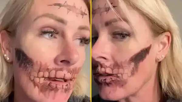 O femeie a folosit un tatuaj temporar pentru Halloween si apoi nu a mai putut sa-l stearga. A devenit viral ce a urmat
