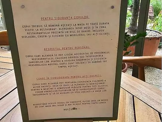 O noua controversa in relatia parinti-copii-terasa dupa anuntul unui popular restaurant bucurestean