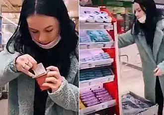 O tanara a fost filmata in timp ce intepa prezervativele dintr-un supermarket, dupa care le punea inapoi pe raft: ,,In valoare de peste 100.000 de lei"