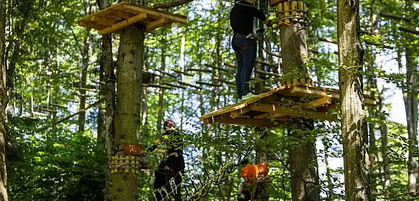 Parcurile
de aventura noua atractie a judetului Brasov. Adrenalina, peisaje de vis, tirolinele la mare inaltime
si instalatii de bungee jumping