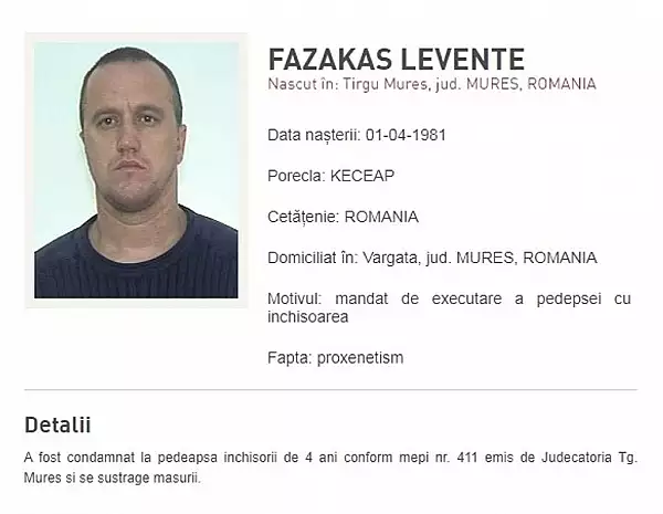 Patronul unui club de noapte din Targu Mures, condamnat definitiv pentru proxenetism. ,,Keceap" este dat in urmarire de Politia Romana