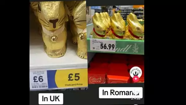 Pretul exorbitant al iepurasilor de ciocolata in Romania, in comparatie cu Marea Britanie. ,,E japca pe fata"