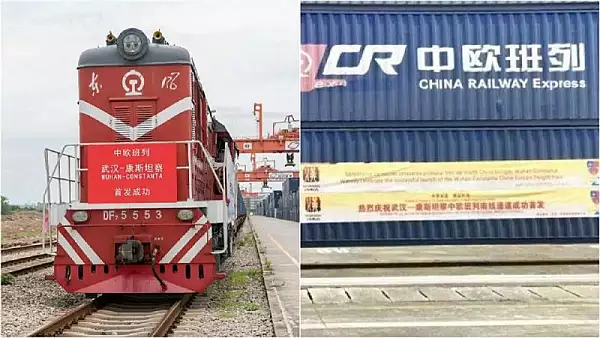 Primul tren China-Romania a plecat din Wuhan spre tara noastra. Ce transporta cele 50 de vagoane