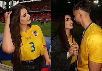 Radu Dragusin si iubita lui, sarut pasional pe stadion, dupa calificarea in optimile Euro 2024! Ioana Stan este cea mai mare sustinatoare a fotbalistului / FOTO