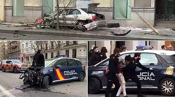 Roman arestat in suturi si pumni, in aplauzele multimii, dupa ce a vrut sa omoare patru politisti, in Madrid