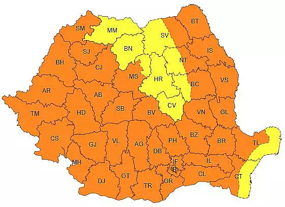 Romania sub canicula: Cod portocaliu, vineri, in aproape toata tara / Cod rosu si temperaturi de peste 41 de grade in zilele urmatoare