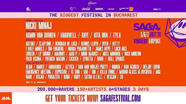 SAGA festival 2024: Line-up si programul pe zile. Ziua in care canta Nicki Minaj este deja SOLD OUT