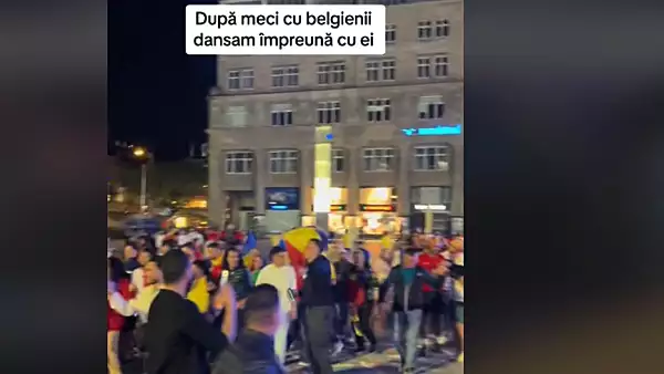 Suporterii echipei nationale au incins o hora cu cei ai Belgiei, dupa meciul de la Koln - VIDEO 