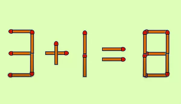 Test de inteligenta | Mutati un singur chibrit, pentru a corecta 3 + 1 = 8