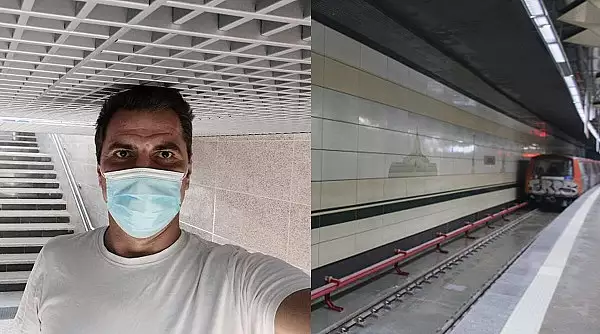 Un jurnalist de 1,98 metri s-a fotografiat cu capul in tavanul unei statii de pe traseul noului metrou: "Jur ca nu stau pe varfuri"