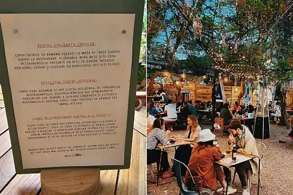 Un restaurant din Bucuresti le cere clientilor sa-si tina copiii ,,tot timpul asezati la masa". Cum explica decizia