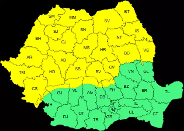 Vant, grindina si descarcari electrice anuntate de meteorologi. Judetele care intra sub cod galben 