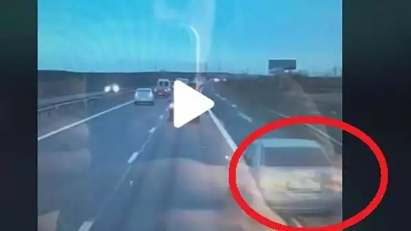 VIDEO - Ce a patit un sofer pe autostrada A1 cand a incercat sa depaseasca coloana de masini pe banda de urgenta