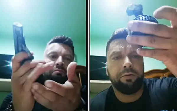 VIDEO | Interlopul Turcu, inarmat cu un pistol si o grenada, l-a chemat la el acasa pe seful Politiei Dambovita: ,,Aveti veste antiglont?"