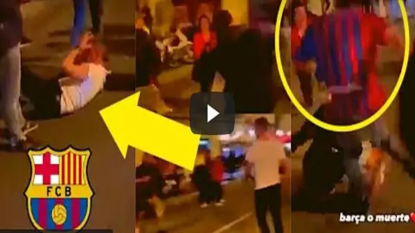 VIDEO - Momentul in care un fotbalist a fost batut de fanii Barcelonei - El a fost arestat si retinut timp de 36 de ore