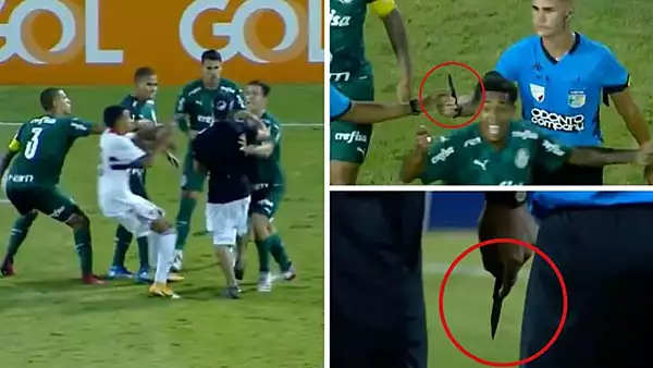 VIDEO - Un spectator a intrat cu un cutit, pe gazon, in timpul unui meci de fotbal si a inceput sa-i alerge pe jucatori